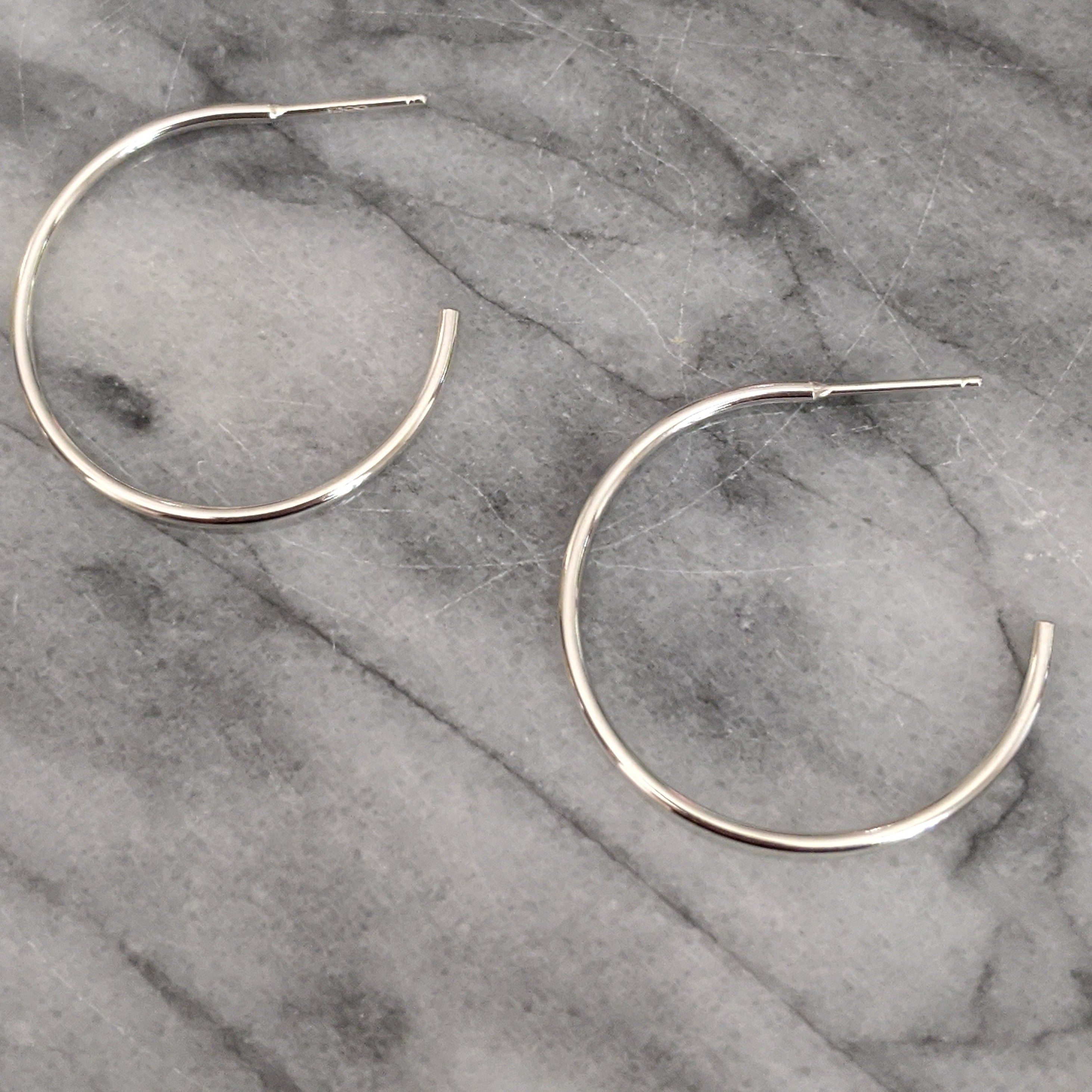 Silver Medium Thick Hoops Earrings