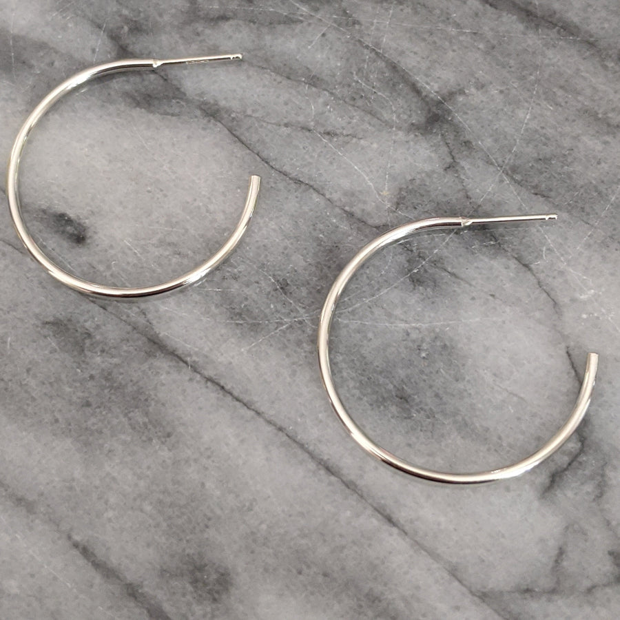 Medium Silver Hoops Earrings (open in back)