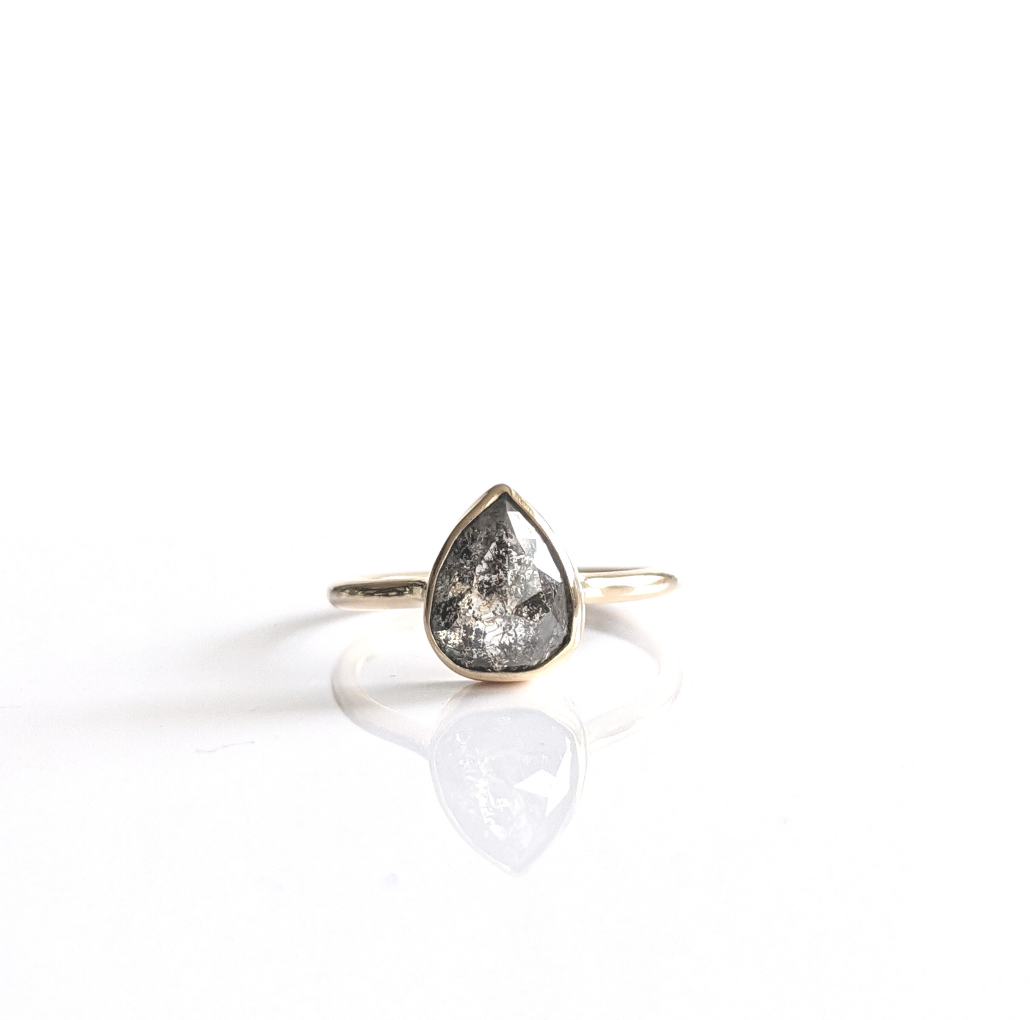 One-of-a-kind Pear Salt and Pepper Diamond Ring – Lina Shatara Designs