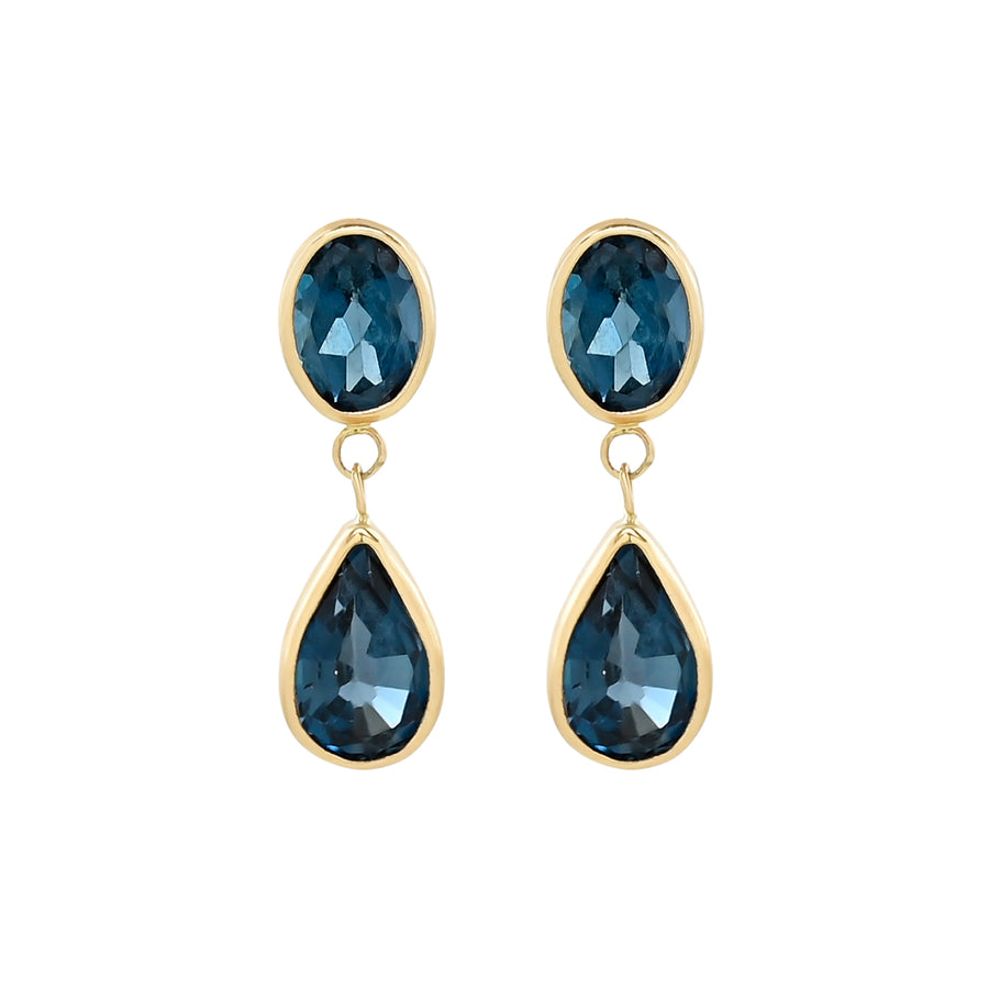 14k Gold London Blue Topaz Earrings