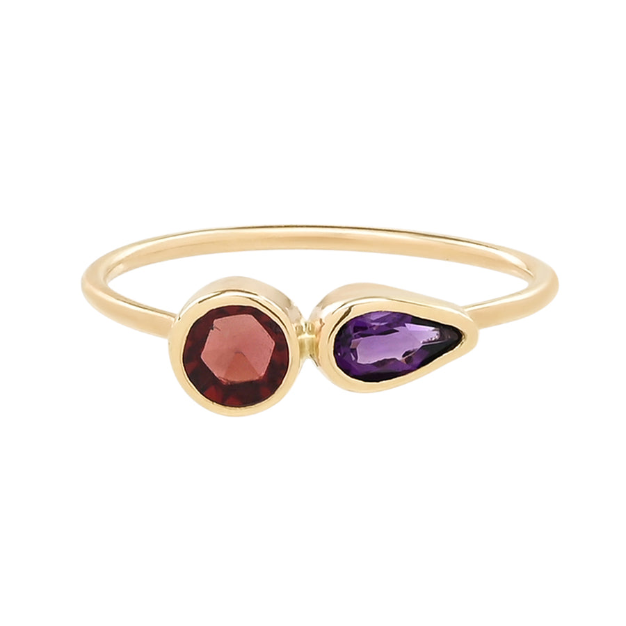 14k Gold Amethyst & Garnet Ring