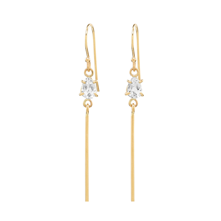 14k Gold White Topaz Sticks & Stones Earrings