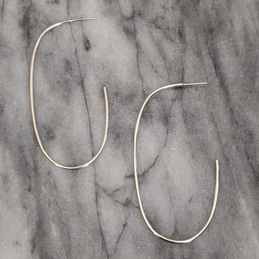 Large Oval Silver Hoop Earrings
