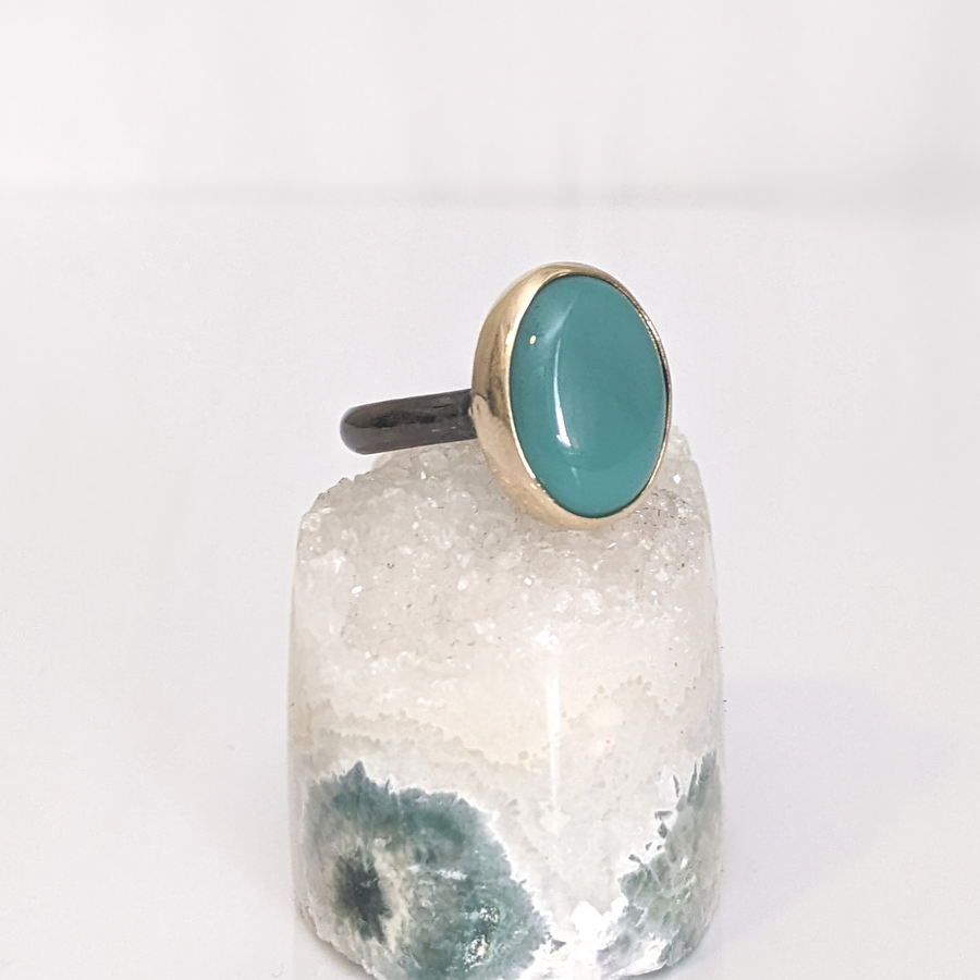 One-Of-A-Kind Dark Green Chalcedony Ring