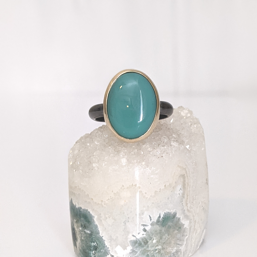 One-Of-A-Kind Dark Green Chalcedony Ring