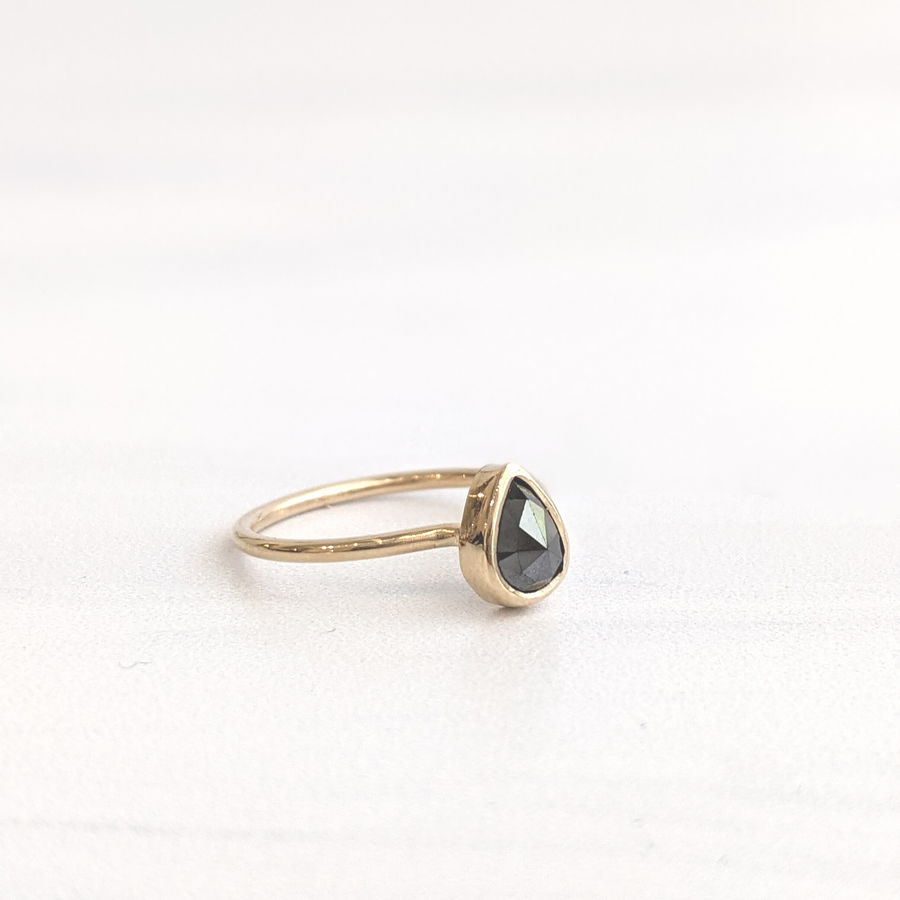 Pear Black Diamond Ring