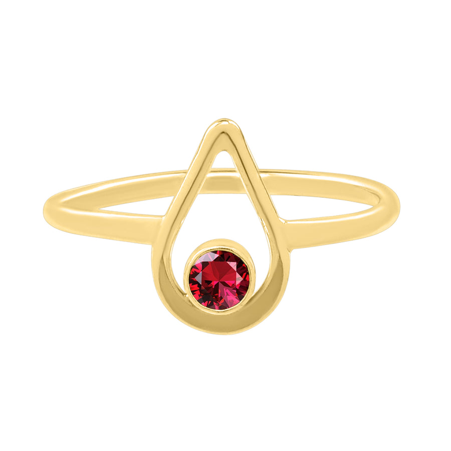 gold ring with garnet stone