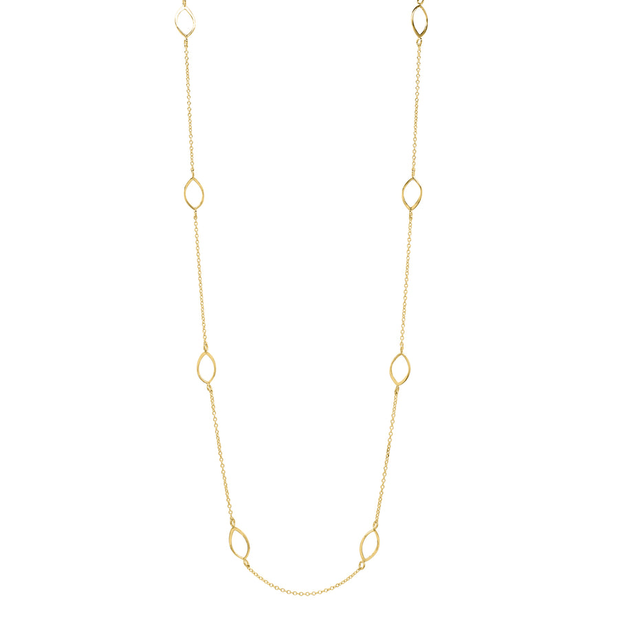 Long Gold Necklace with Petals