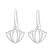 silver lotus earrings