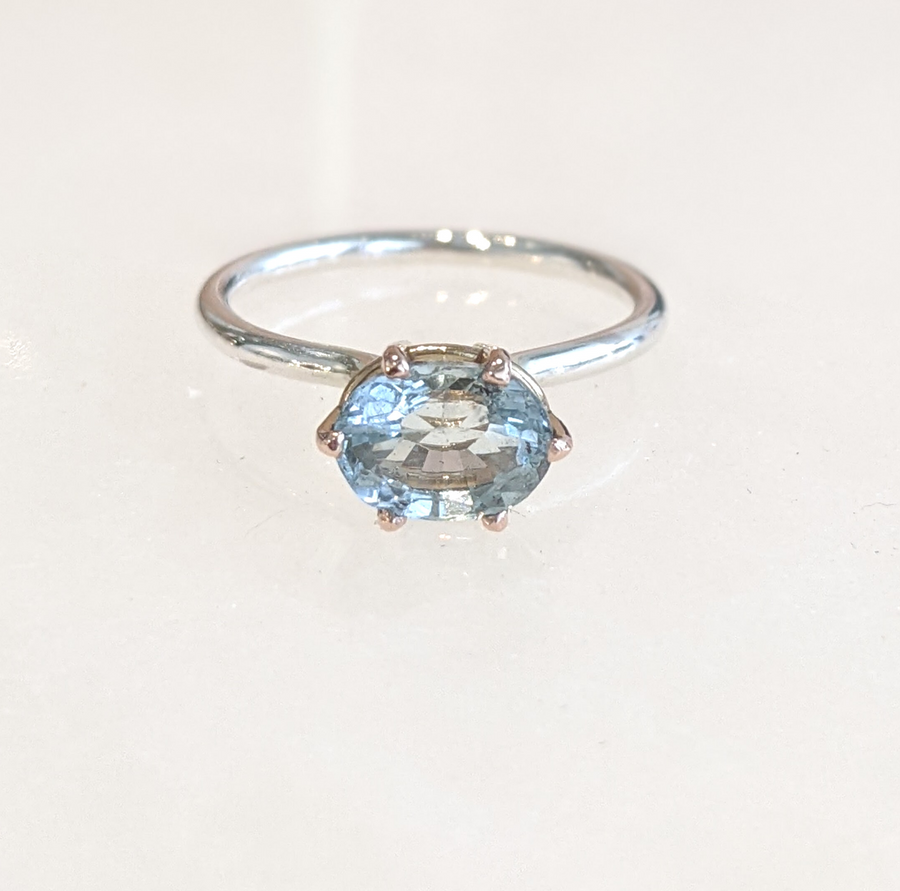 One-of-a-kind Rose Gold Aquamarine Ring