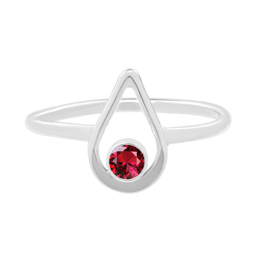 silver ring with garnet