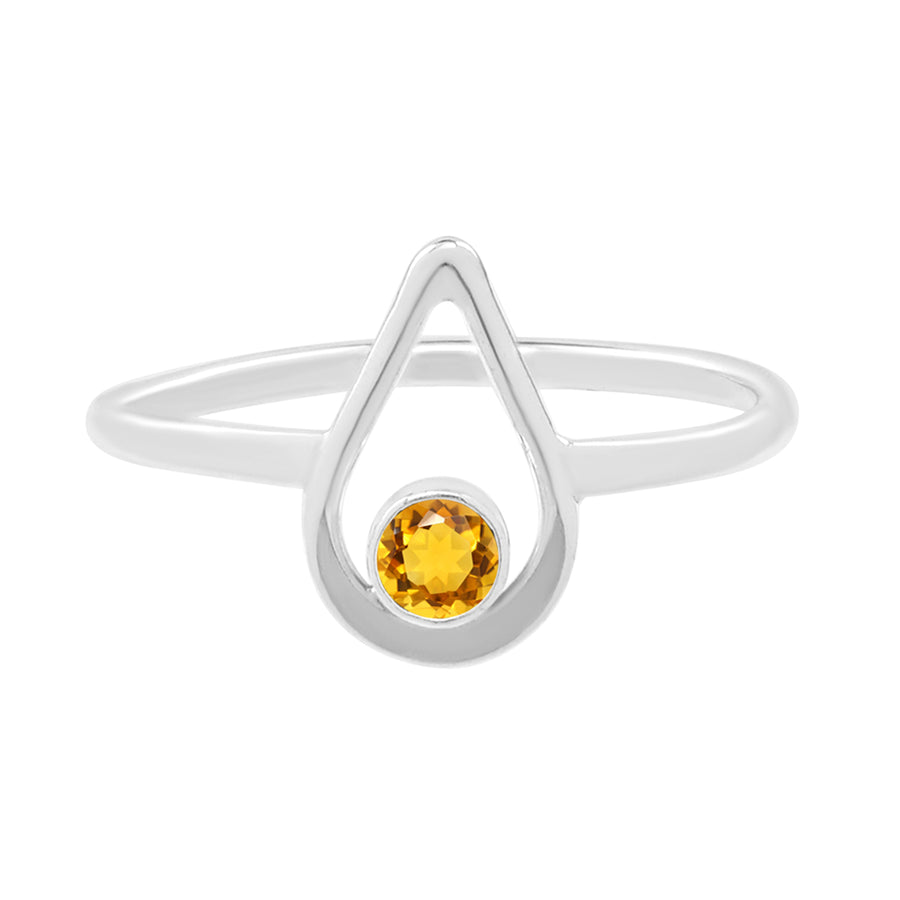 Dewdrop Citrine Ring- Silver